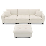 Modern Convertible Sectional L Shaped Reversible Couch Set With Free Pillows 4 Seat Suede Sleeper Sofa With Ottoman