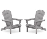 Lounge Patio Chair For Garden Outdoor Wooden Folding Adirondack Chair (Set of 2) Solid Cedar Wood Lounge Patio Chair For Garden