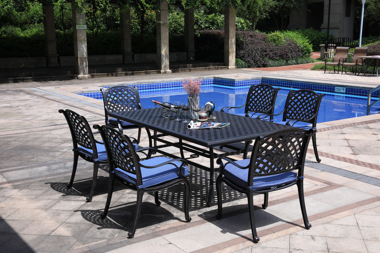 Rectangular 6 Person 85.83" Long Dining Set With Cushions