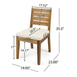 Outdoor Armless Dining Chair With Cushions (Set of 2) - Natural / Beige