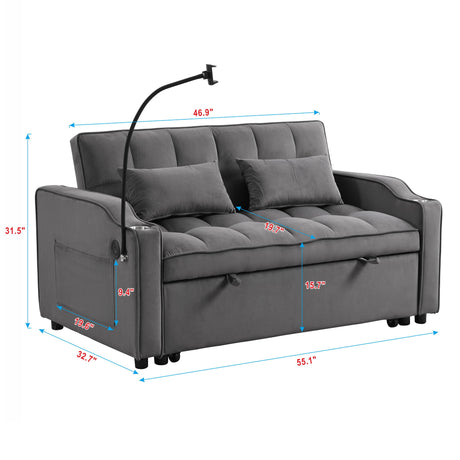 Sofa Bed With Trundle For Small Rooms - Dark Gray