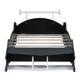 Race Car-Shaped Platform Bed With Wheels