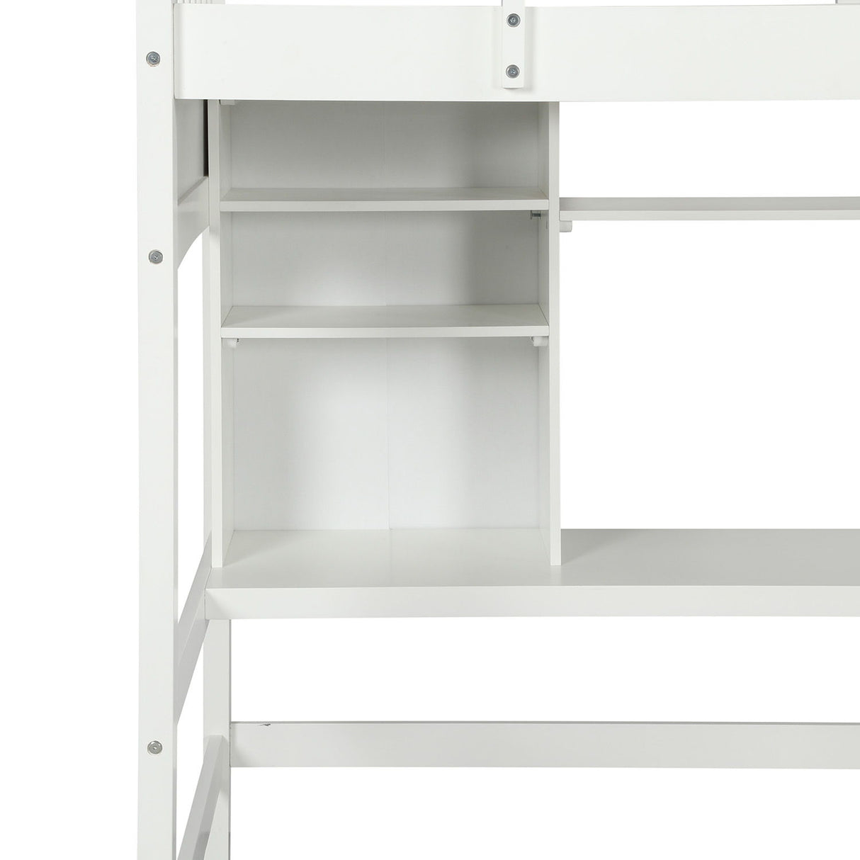 Loft Bed With Storage Shelves, Desk And Ladder