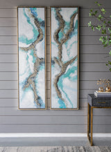 Elongated Modern Abstract Oil Painting, Rectangle Framed Wall Art (Set of 2) - Multicolor