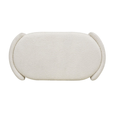 Fuji - Oval Storage Bench, Upholstered - Ivory White