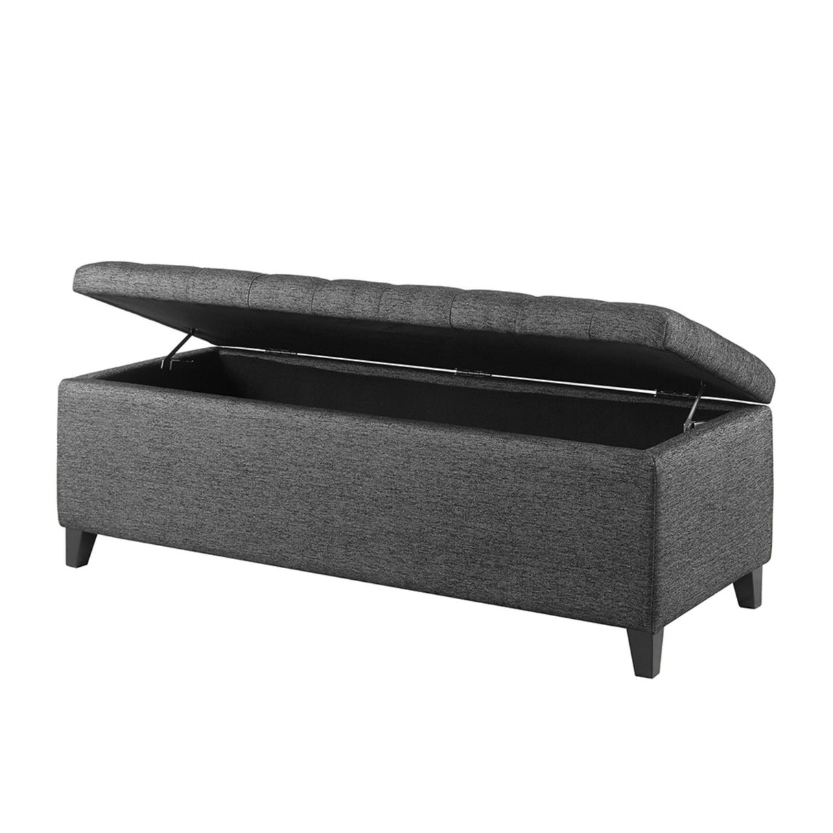 Elegant Design Tufted Top, Soft Close Storage Bench, Upholstered Fabric Solid