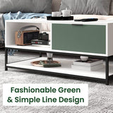 Watson - Wood Coffee Table Steel Frame With Shelves And Drawer