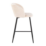Fran - Pleated Waves Contemporary, Fixed Height Counter Stool (Set of 2)
