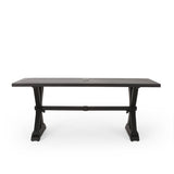 Modern Outdoor Dining Table With X Shaped Legs, Umbrella Hole