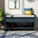 Multipurpose Entryway Shoe Rack With Cushioned Seat And Drawers