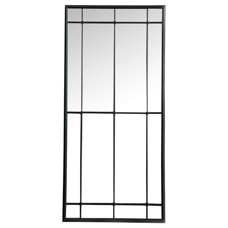 Harvik - Window Pane Wall Mirror With Linear Trim - Black