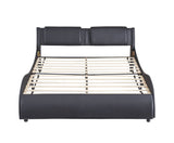 Upholstered Platform Bed With LED Light, Frame Slatted