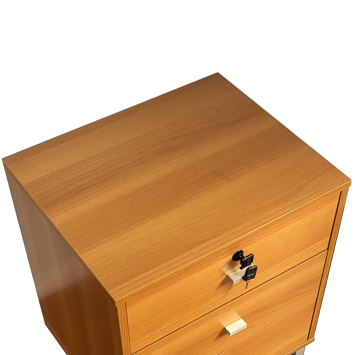 3 Drawer Nightstand Locking Top Drawer Metal Drawer Glides Metal Bar Handles