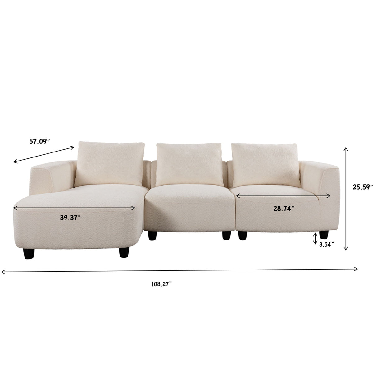 Mid-Century Modern 3 Seater Sofa With Recliner