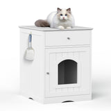 Pet House Cat Litter Box Enclosure With Drawer, Side Table
