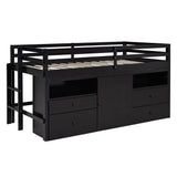 Loft Bed With 4 Drawers, Underneath Cabinet And Shelves