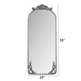 Full Body Arched Mirror With Vintage Carved Applique