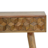 Cube Carved Console Table - Light Brown