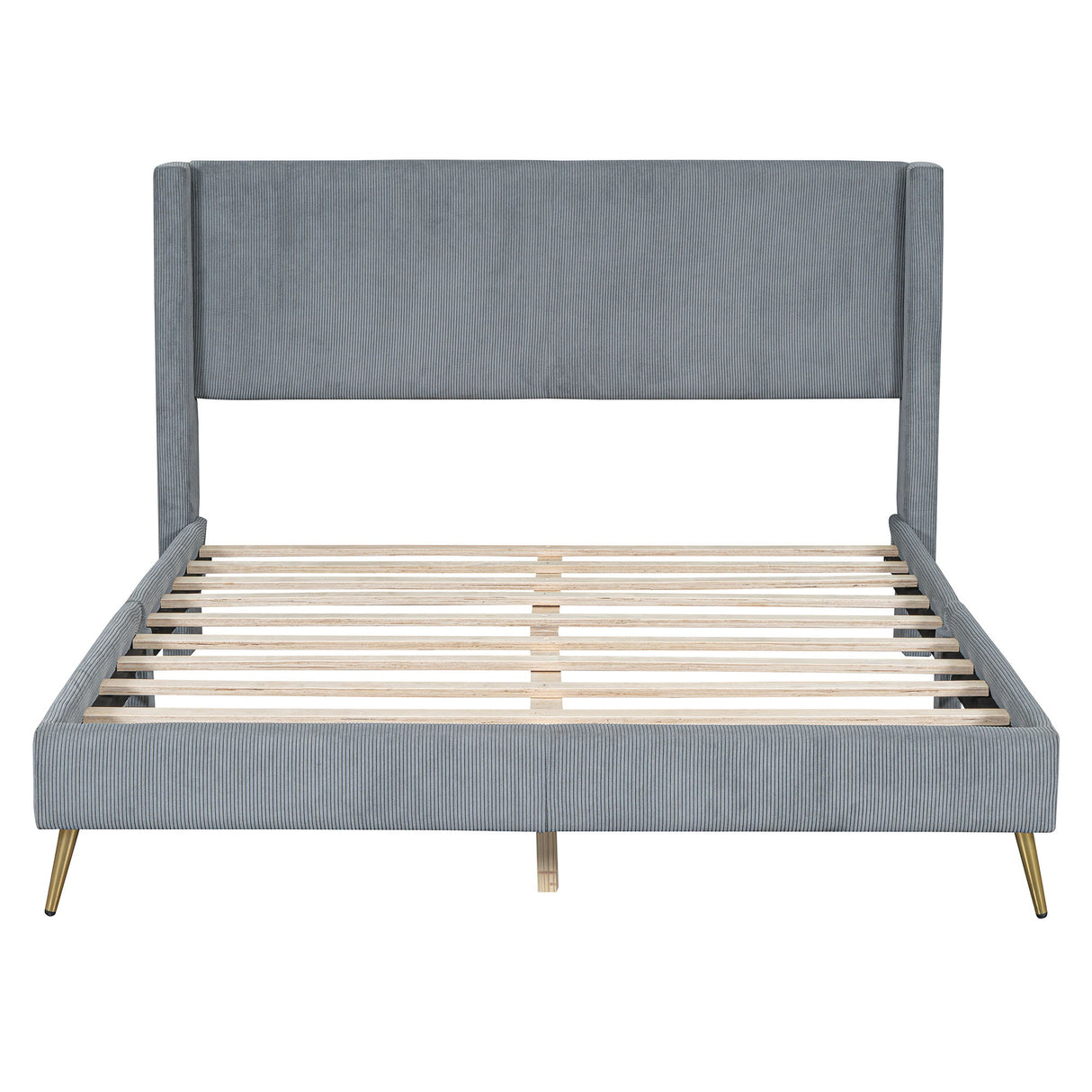 Platform Contemporary Bed With Legs And Upholstered Headboard