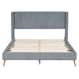 Platform Contemporary Bed With Legs And Upholstered Headboard
