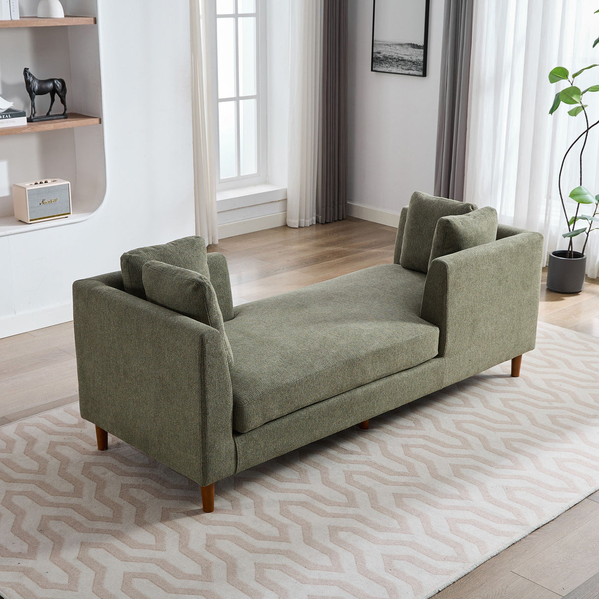 Wide Modern Double Sided Upholstered Chaise Lounge
