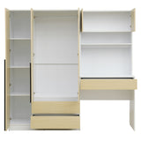 3 Door Storage Desk Wardrobe For Bedroom With Shelves And 3 Drawers