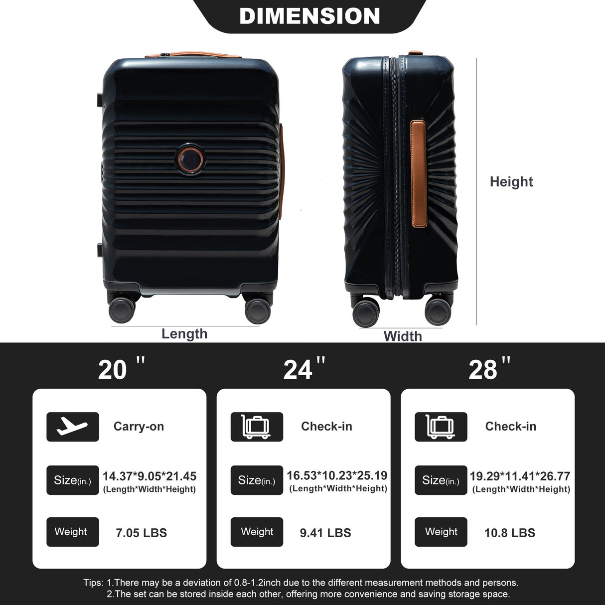 28" Luggage Lightweight Suitcase Tsa Lock USB Port Luggage Wheel