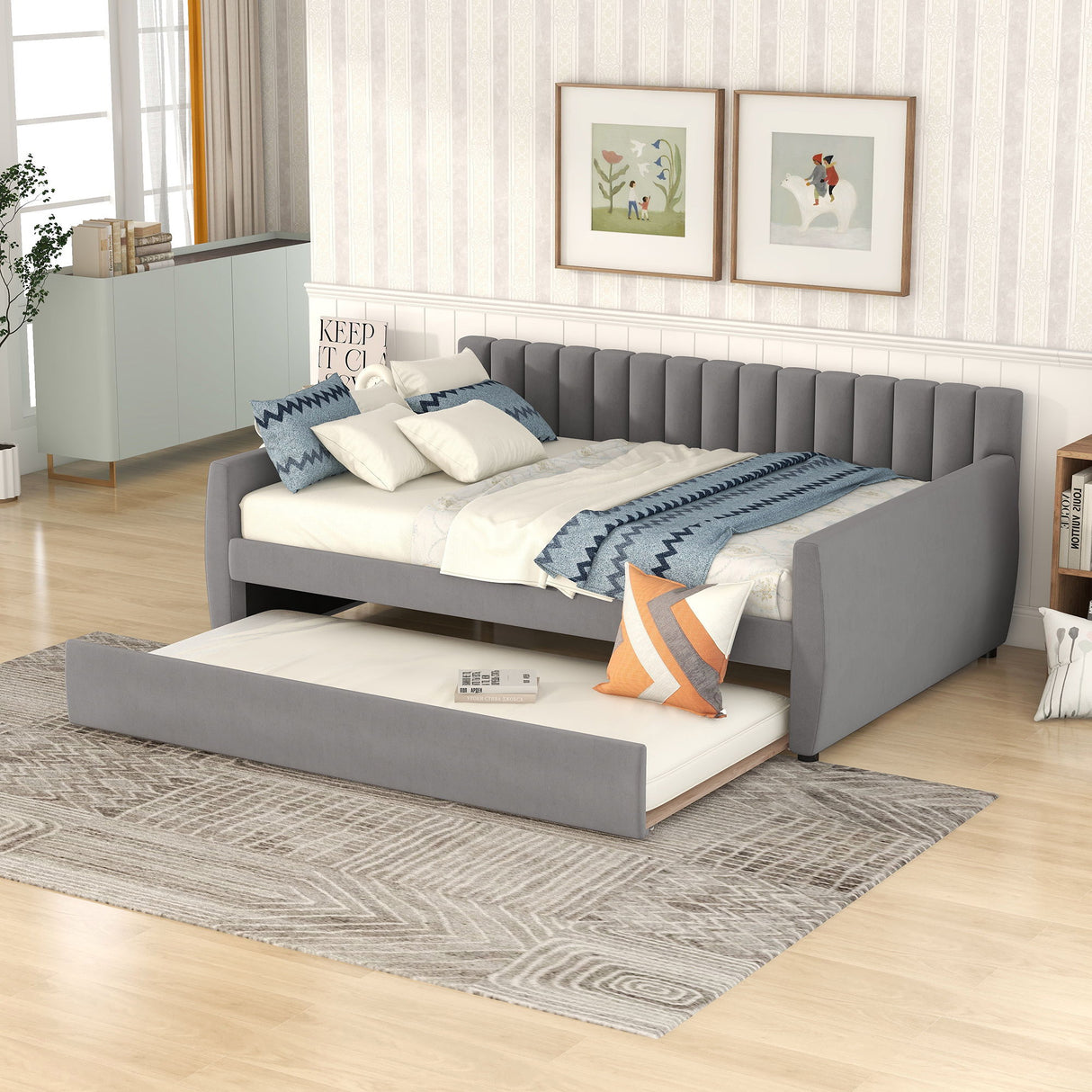 Upholstered Daybed With Slat Support