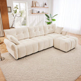 Elegant Sofa Set With Ottoman And Pillows, Textured Chenille, High Resilience Cushions