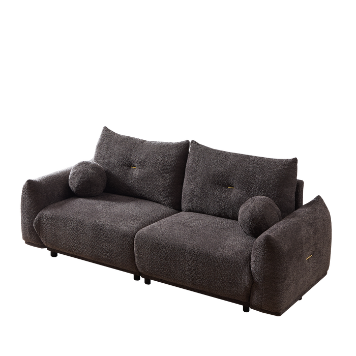 Lamb's wool 2-seater cushion sofa 90'' comfortable sofa for living room Bedroom and other casual spaces Lamb's wool sofa with 2 cushions and 2 ball pillows. (gray)two sets