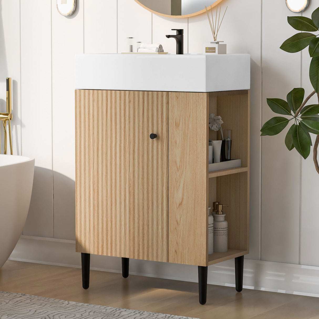 Bathroom Vanity, Combo Cabinet, Bathroom Storage Cabinet, Single Ceramic Sink