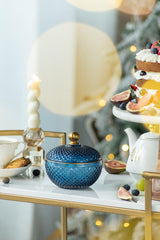 Candy Jar With Lid, Christmas Candy Jar Containers (Set of 2) - Gold / Blue
