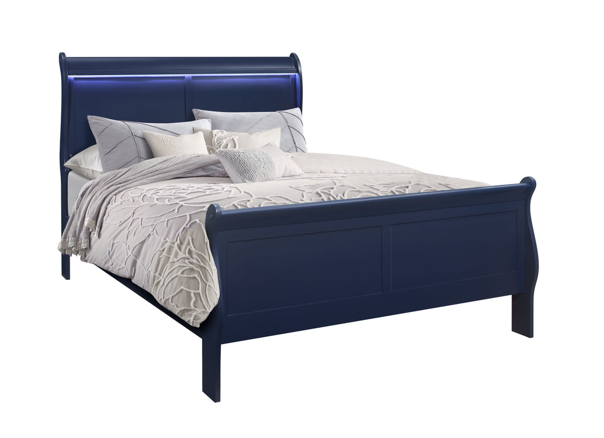 Charlston - Modern Sleigh Design Bed With LED