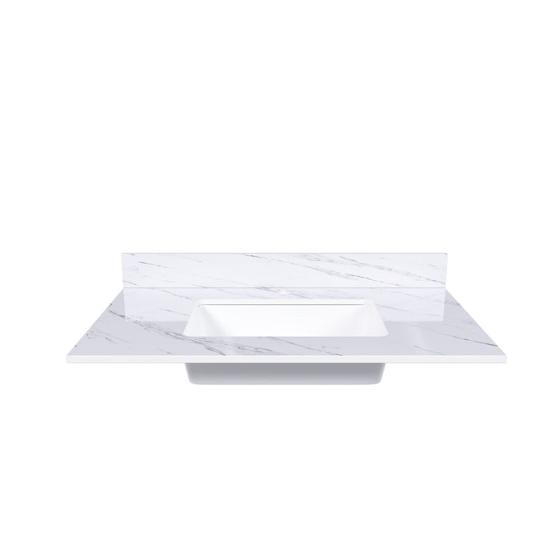 Bianco Carrara Venato Marble Vanity Top With Pre Drilled Faucet Hole And Undermount Sink