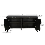 Refined Industrial 4 Door Credenza With Arc Legs & Bronze Clasps