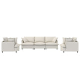 Living Room Set Modular Sectional Couch, Upholstered Sofa & Armchair & Movable Ottoman