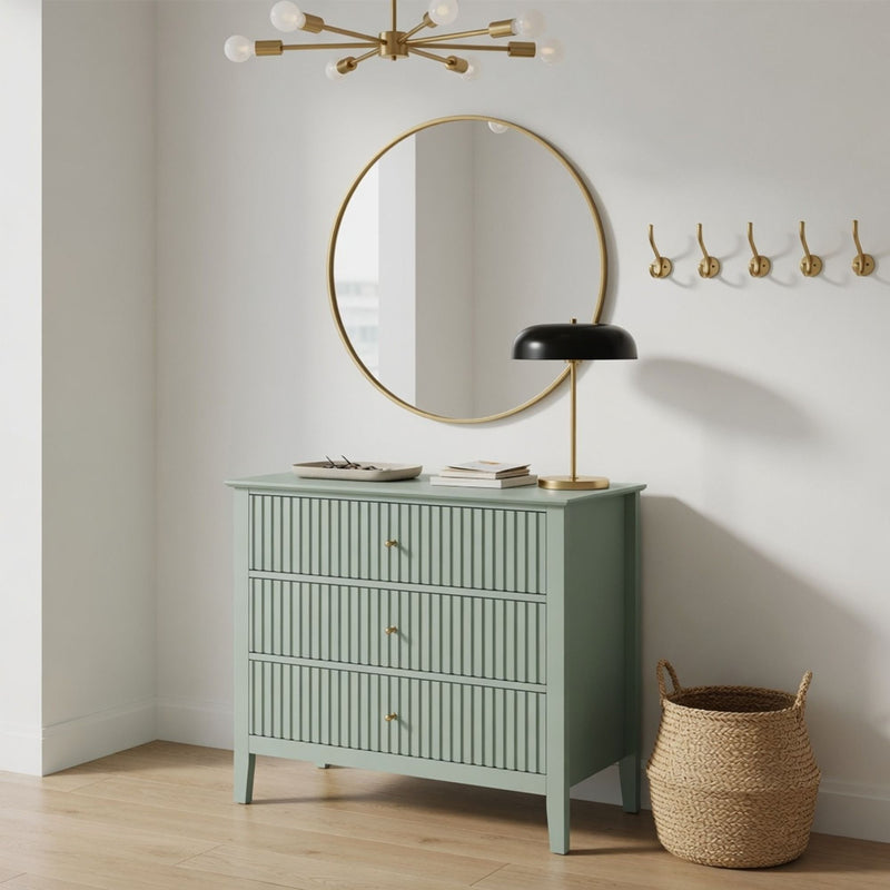 Fluted 3 Drawer Nightstand With Soft Close Slides