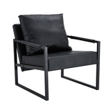 Classic Leather And Metal Frame Sofa, Ergonomically Designed, A Perfect Blend Of Modern And Industrial Styles