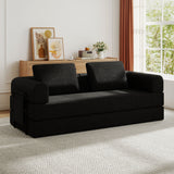 Convertible Sleeper Sofa Bed With Cylindrical Pillow, Fixed Shape Frame