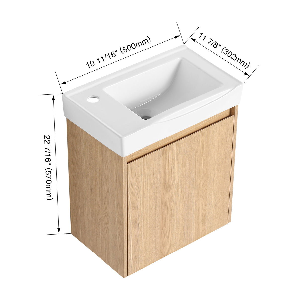 Modern Bathroom Vanity With Ceramic Basin, Wall Mounted Floating Sink Combo, Storage Cabinet