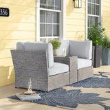 Patio Wicker Sofa Seating Group With Cushions, Weather Resistant - Gray Mix