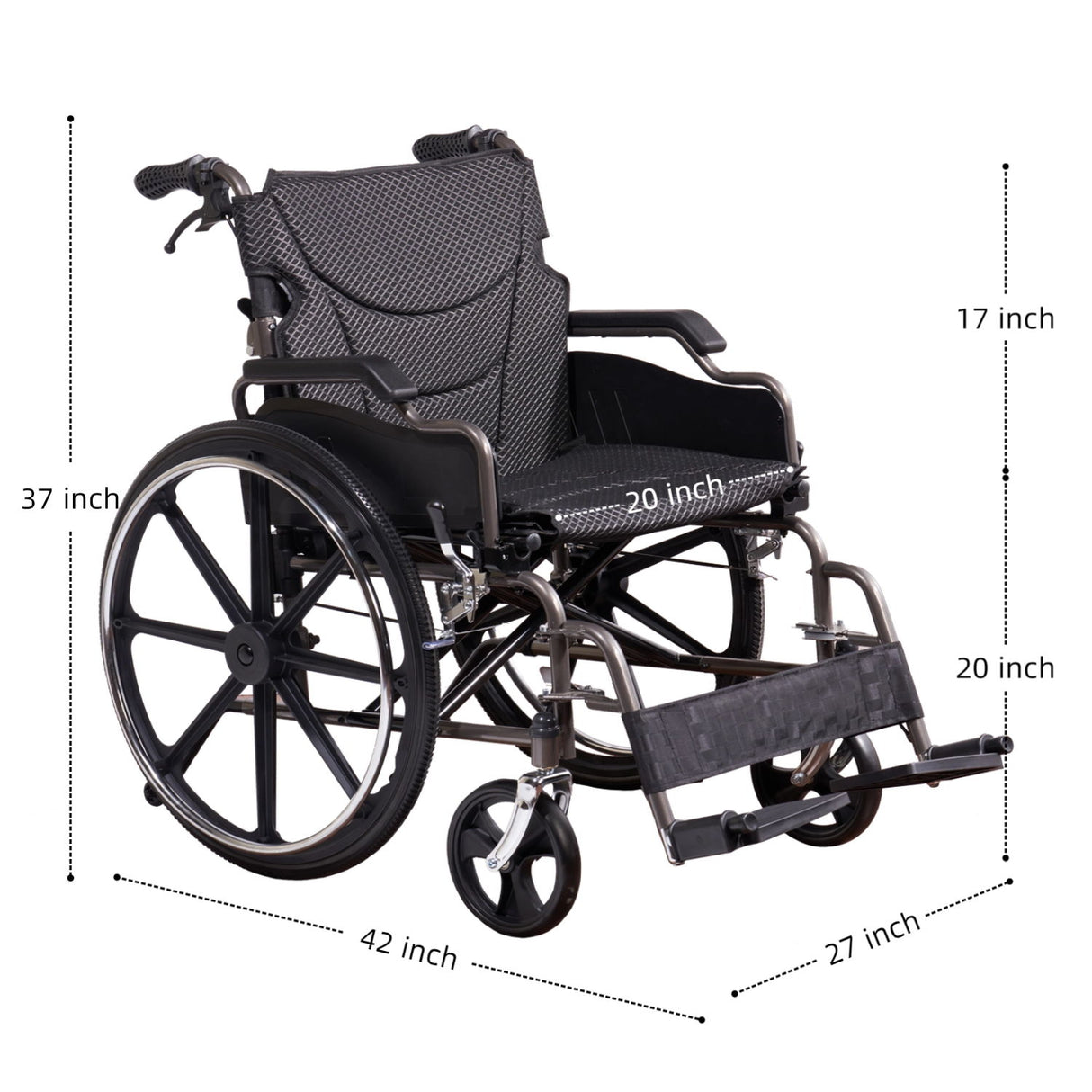 Heavy-Duty Manual Wheelchair For Adults With Double X Force Support