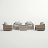 Wicker Sectional Seating Group With Cushions - Gray Mix