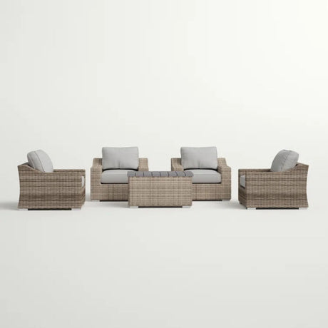 Wicker Sectional Seating Group With Cushions - Gray Mix