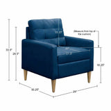Contemporary Tufted Back Accent Chair With High Density Foam Support - Blue