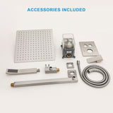 Dual Shower Head System With Square Rain Shower And Rough In Valve