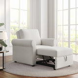 Modern 3 In 1 Convertible Sleeper Chair Bed, Linen Upholstery, Adjustable Backrest