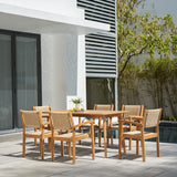 Mauricio - 7 Piece Dining Set With Stacking Chair - Natural / Light Brown