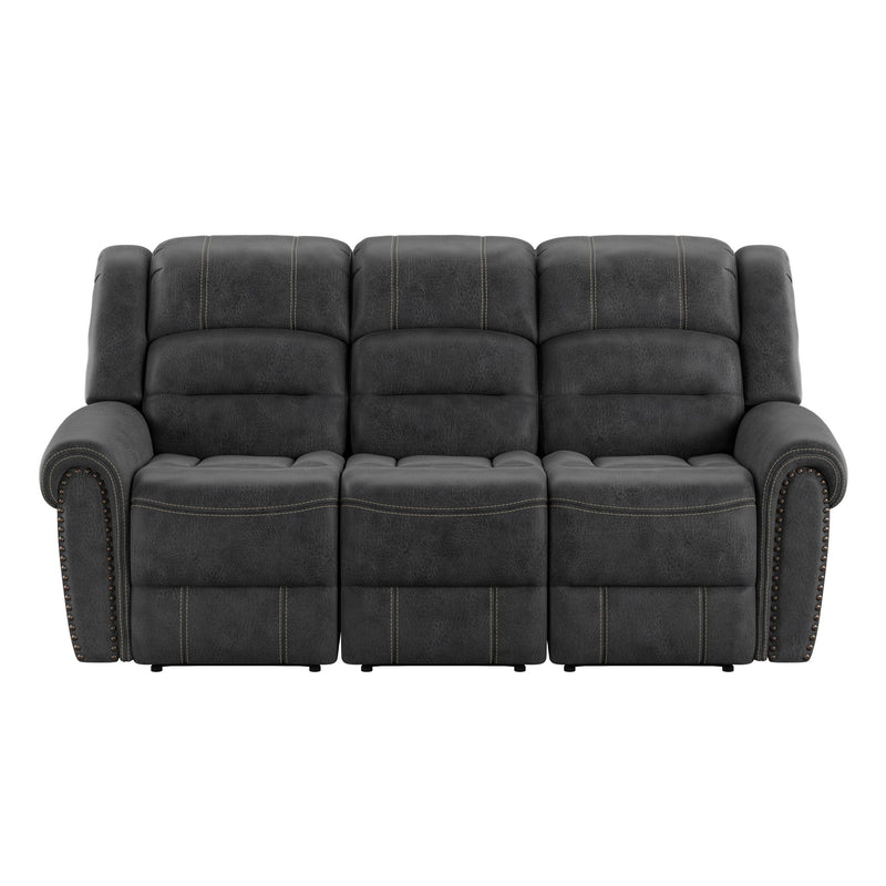 Reclining Sofa - Gray - Faux Leather