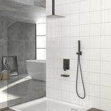 Shower System With Waterfall Tub Spout And 12" Ceiling Mount Square Shower Head - Oil-Rubbed Bronze
